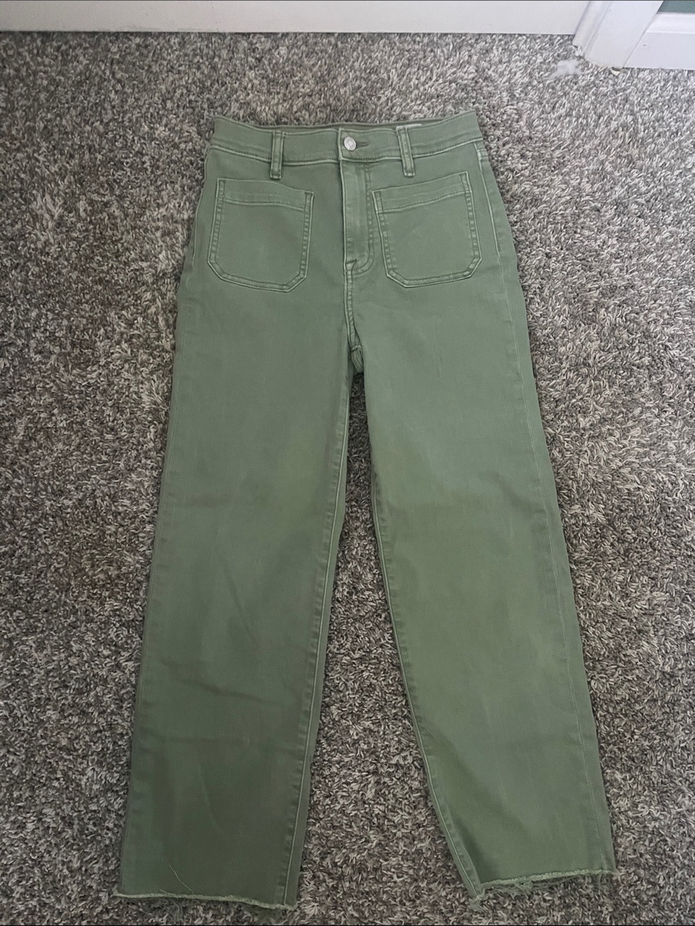 eunina Olive Green High-Rise Wide Leg Jeans